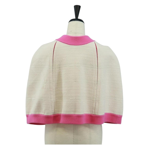 CHANEL Cape Poncho cotton White Pink CC Auth 170887V