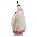 CHANEL Cape Poncho cotton White Pink CC Auth 170887V-3