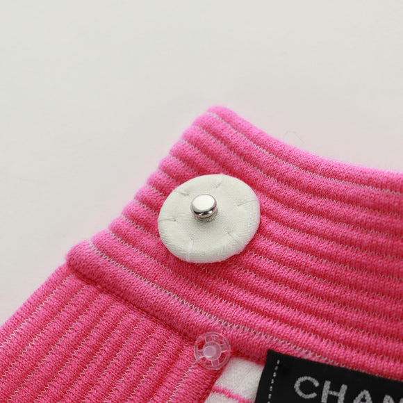 CHANEL Cape Poncho cotton White Pink CC Auth 170887V