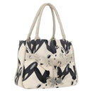 CHANEL Tote Bag Canvas White Silver CC Auth 170892-1