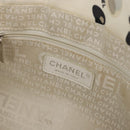 CHANEL Tote Bag Canvas White Silver CC Auth 170892-15