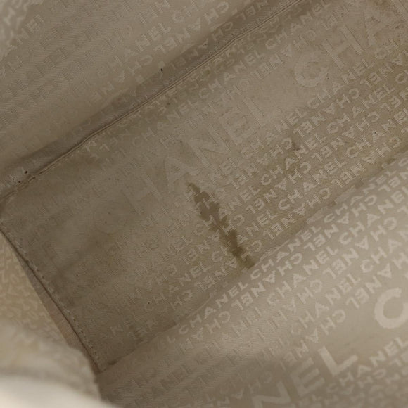 CHANEL Tote Bag Canvas White Silver CC Auth 170892