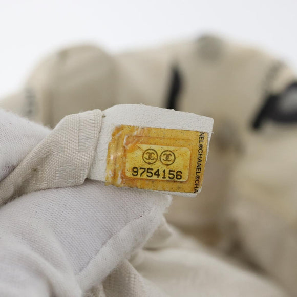 CHANEL Tote Bag Canvas White Silver CC Auth 170892