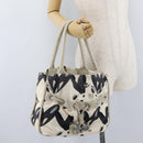 CHANEL Tote Bag Canvas White Silver CC Auth 170892-23