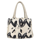 CHANEL Tote Bag Canvas White Silver CC Auth 170892-3