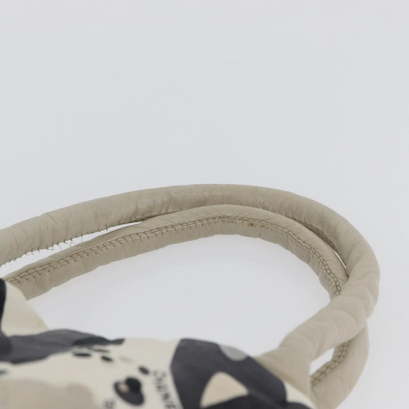 CHANEL Tote Bag Canvas White Silver CC Auth 170892