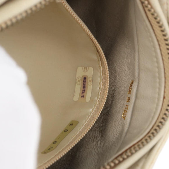 CHANEL Matelasse Shoulder Bag Lamb Skin Ivory Gold CC Auth 170897