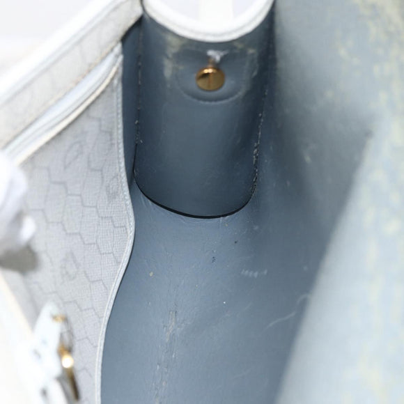 Christian Dior Honeycomb Canvas Shoulder Bag PVC White Gold Auth 170899