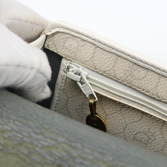 Christian Dior Honeycomb Canvas Shoulder Bag PVC White Gold Auth 170899