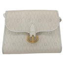 Christian Dior Honeycomb Canvas Shoulder Bag PVC White Gold Auth 170899-13