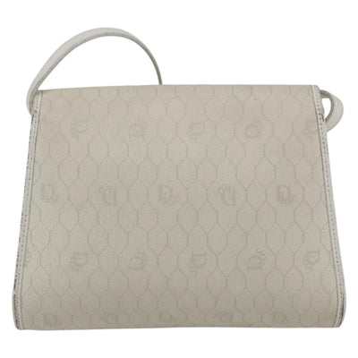Christian Dior Honeycomb Canvas Shoulder Bag PVC White Gold Auth 170899 - 0