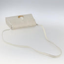 Christian Dior Honeycomb Canvas Shoulder Bag PVC White Gold Auth 170899-7