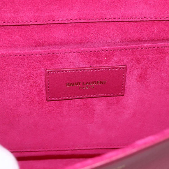 SAINT LAURENT Y Line Clutch Bag Leather Pink Gold 311213 Auth 170902