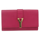 SAINT LAURENT Y Line Clutch Bag Leather Pink Gold 311213 Auth 170902-2