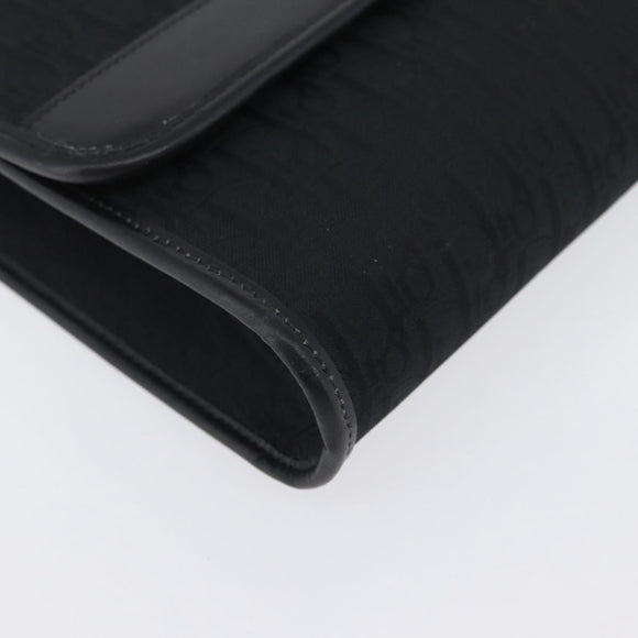 Christian Dior Trotter Canvas Chain Shoulder Bag Black Gold Auth 170904