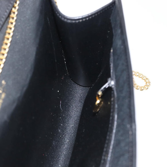 Christian Dior Trotter Canvas Chain Shoulder Bag Black Gold Auth 170904