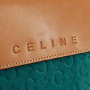 CELINE C Macadam Canvas Handtas Suède Turquoise Blauw Zilver Auth 170908V-17