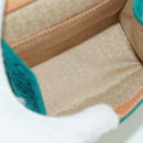 CELINE C Macadam Canvas Handtas Suède Turquoise Blauw Zilver Auth 170908V-10