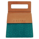 CELINE C Macadam Canvas Handtas Suède Turquoise Blauw Zilver Auth 170908V-13