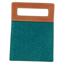 CELINE C Macadam Canvas Handtas Suède Turquoise Blauw Zilver Auth 170908V-2