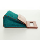 CELINE C Macadam Canvas Handtas Suède Turquoise Blauw Zilver Auth 170908V-4