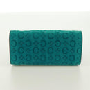 CELINE C Macadam Canvas Handtas Suède Turquoise Blauw Zilver Auth 170908V-5