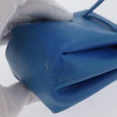 HERMES Vespa Pouch Leather Blue Auth 170911-12