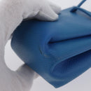 HERMES Vespa Pouch Leather Blue Auth 170911-14