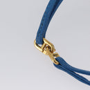 HERMES Vespa Pouch Leather Blue Auth 170911-15