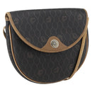 Christian Dior Honeycomb Canvas Shoulder Bag PVC Black Gold Auth 170912-1