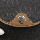 Christian Dior Honeycomb Canvas Shoulder Bag PVC Black Gold Auth 170912-14