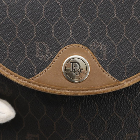 Christian Dior Honeycomb Canvas Shoulder Bag PVC Black Gold Auth 170912