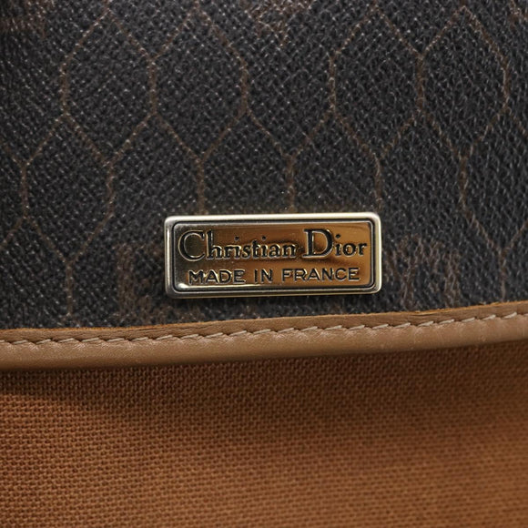 Christian Dior Honeycomb Canvas Shoulder Bag PVC Black Gold Auth 170912