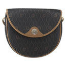 Christian Dior Honeycomb Canvas Shoulder Bag PVC Black Gold Auth 170912-2