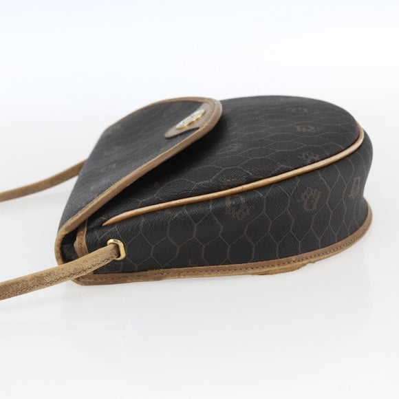 Christian Dior Honeycomb Canvas Shoulder Bag PVC Black Gold Auth 170912