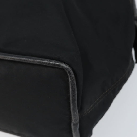 CELINE Circle Shoulder Bag Nylon Leather Black Gold Auth 170915