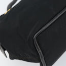 CELINE Circle Shoulder Bag Nylon Leather Black Gold Auth 170915-16