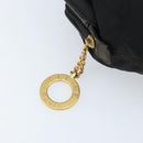CELINE Circle Shoulder Bag Nylon Leather Black Gold Auth 170915-17