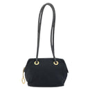 CELINE Circle Shoulder Bag Nylon Leather Black Gold Auth 170915-13