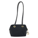 CELINE Circle Shoulder Bag Nylon Leather Black Gold Auth 170915-2