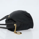 CELINE Circle Shoulder Bag Nylon Leather Black Gold Auth 170915-4