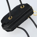 CELINE Circle Shoulder Bag Nylon Leather Black Gold Auth 170915-6