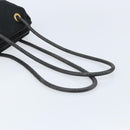CELINE Circle Shoulder Bag Nylon Leather Black Gold Auth 170915-7
