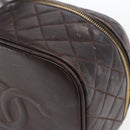 CHANEL Matelasse Vanity Handtas Lamshuid Donkerbruin Goudkleurig CC Geauthenticeerd 170916-10
