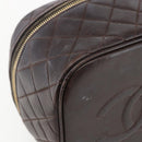 CHANEL Matelasse Vanity Handtas Lamshuid Donkerbruin Goudkleurig CC Geauthenticeerd 170916-11