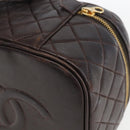 CHANEL Matelasse Vanity Handtas Lamshuid Donkerbruin Goudkleurig CC Geauthenticeerd 170916-12