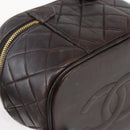 CHANEL Matelasse Vanity Handtas Lamshuid Donkerbruin Goudkleurig CC Geauthenticeerd 170916-13