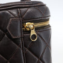 CHANEL Matelasse Vanity Handtas Lamshuid Donkerbruin Goudkleurig CC Geauthenticeerd 170916-14