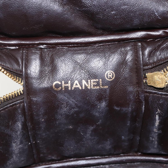 CHANEL Matelasse Vanity Handtas Lamshuid Donkerbruin Goudkleurig CC Geauthenticeerd 170916