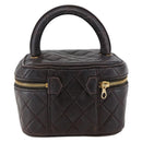 CHANEL Matelasse Vanity Handtas Lamshuid Donkerbruin Goudkleurig CC Geauthenticeerd 170916-3